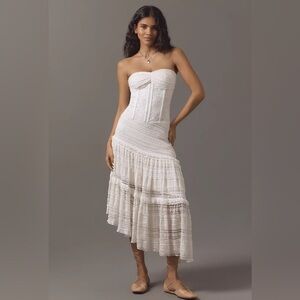 MARE MARE STRAPLESS CORSET ASYMMETRIC MIDI DRESS, size Small